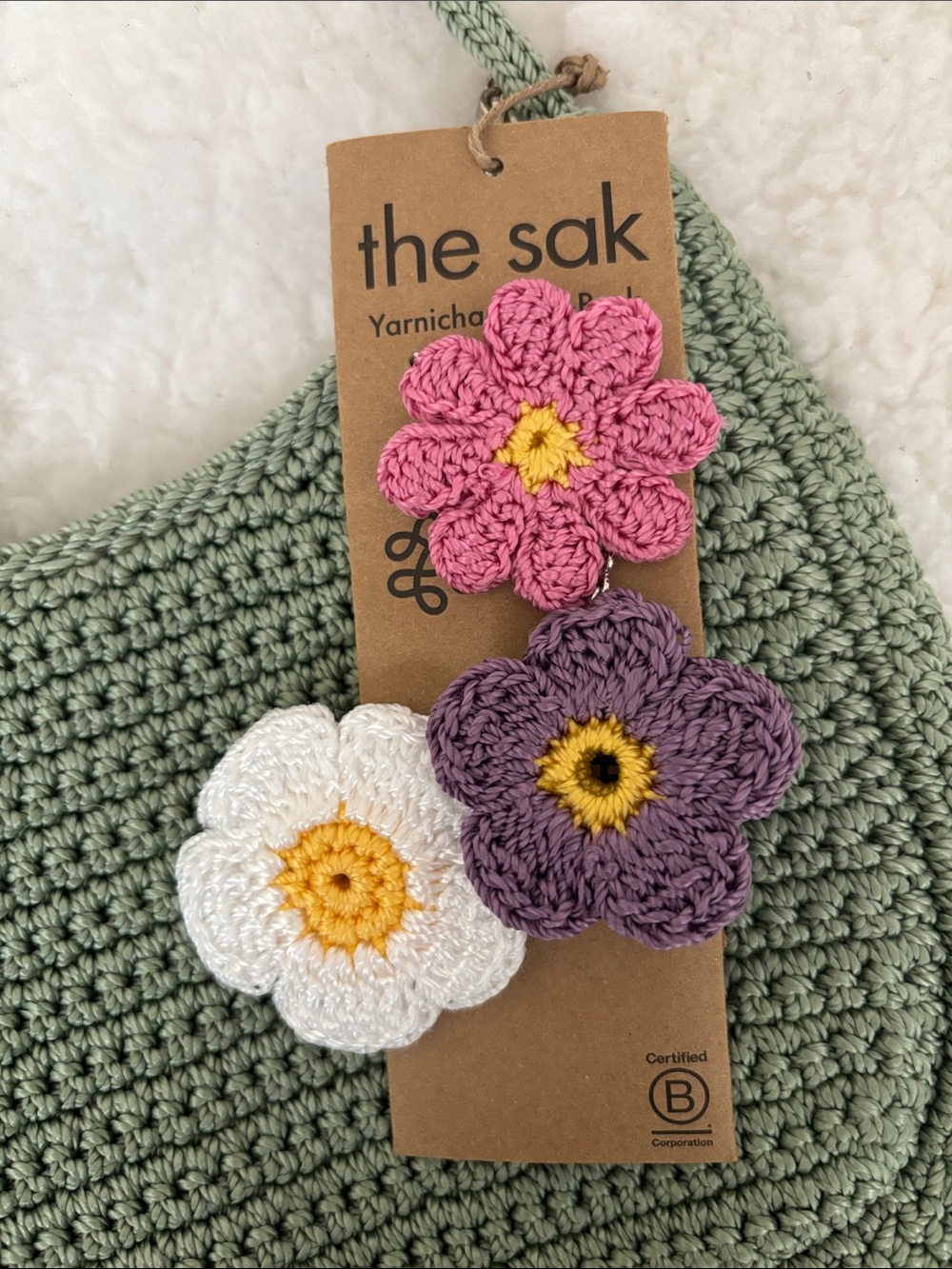 The Sak Sage Green Crochet Crossbody with Floral Appliques - Picture 3 of 10